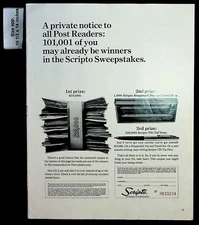 1964 Scripto Sweepstakes Kingsmark Pen Tilt-Tip Prize Vintage Print Ad 29639