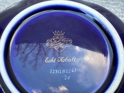 ECHT KOBALT BOWL J.L. MENAU COBALT BLUE GOLD LEAF VICTORIAN FLORAL VINE DESIGNS - Picture 4 of 10