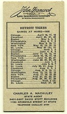 RARE 1935 Detroit Tigers baseball schedule WORLD SERIES Champions JOHN HANCOCK