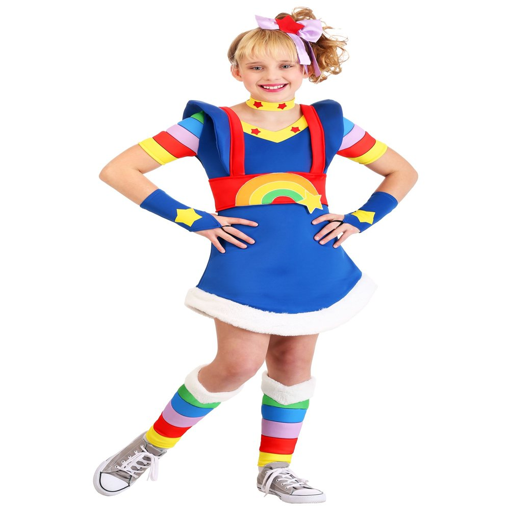 Rainbow Brite Costume For Girls Colorful Kids Halloween Dress Up Outfit