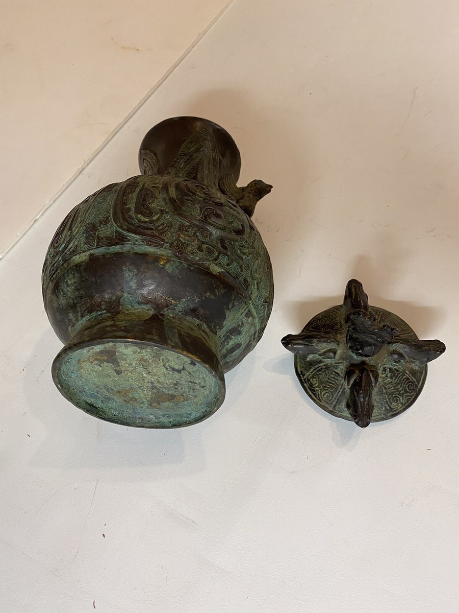 Antique Metal Archaic Covered Motif Urn With Handle | eBay