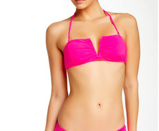 MARA HOFFMAN WOMEN'S GARLANDS V WIRE BANDEAU BIKINI TOP PINK SMALL NEW  110