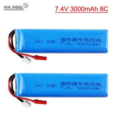 Upgrade 7.4V 3000mAh 8C 2S Rechargeable Lipo Battery for Frsky Taranis X9D Plus