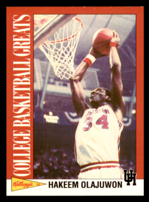 1992 Kellogg's Raisin Bran College Basketball Greats Hakeem Olajuwon    #11