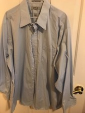Arrow men s blue long-sleeve button dress shirt with pocket - size 18, 34/35