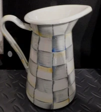 MACKENZIE-CHILDS HAND PAINTED STERLING CHECK SMALL PRACTICAL PITCHER,NEW