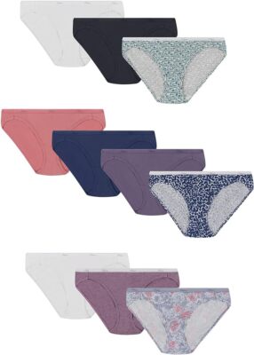 Hanes Color Women Panties 100% Cotton Underwear Bikini Color 5 or 10 Pack