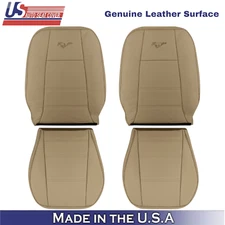1999-2004 Fits Ford Mustang V6 Genuine Leather Front Seat Covers Med Parchment