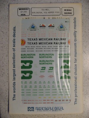Microscale Decals HO 87-292 Tex-Mex, Burlington Northern, Pig Hopper Pigs Decal