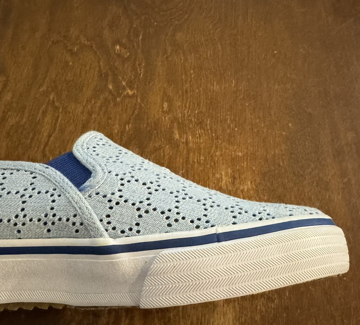 Keds Light Blue Perforated Slip-On Loafers Keds® Double Decker Perforated Slip-On Sneakers | Talbots main image 3