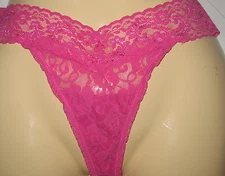 D INTIMATES - NEW L/XL - PINK - STRETCH  LACE  THONG PANTY 