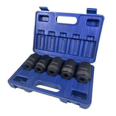 US PRO 12-Point Thin Wall Impact Socket Set – 1/2" Drive, Deep, Metric, 5-Piece For Axle Hub Nuts