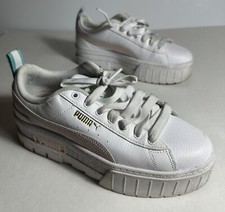 Puma Mayze Platform Youth Girls White Pink Sneakers Casual Shoes 384527-03