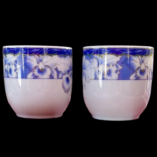Vintage blau & weiß Blumen Tassen Kaffeetasse selten Goldrand signiert (2er Set) - Bild 4 von 9