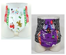 FALL SALE - Lrg-Christmas Halloween Diapers Large 36"-48" ABDL 2 - 10 Packs