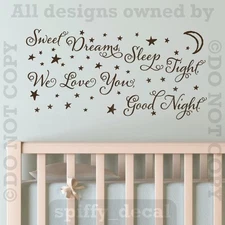 Sweet Dreams Sleep Tonight We Love You Good Night Removable Wall Decal Sticker