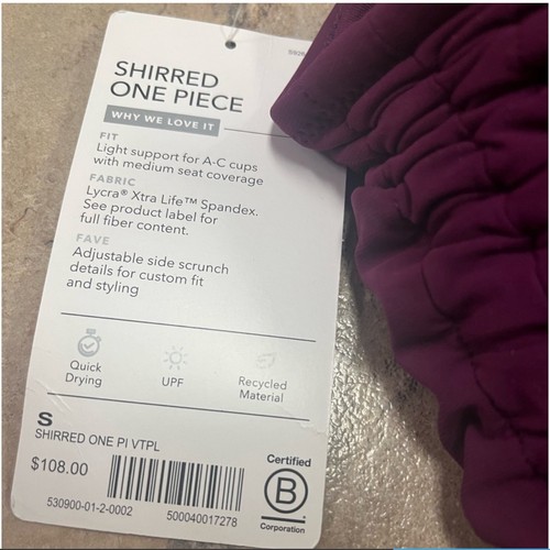 Athleta Swimsuit Womens Small Plum One Piece Ruched Adjustable Straps Side Ties - Picture 8 of 8