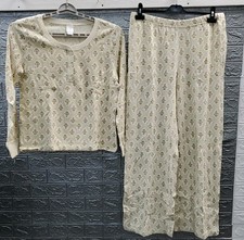 New Hanna Anderson Holiday Long Sleeve/ Pant Pajama Set Cream Multicolor Sz L