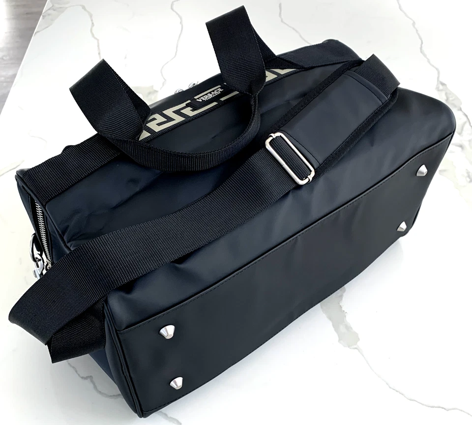 Versace Fragrances Black Duffle with Silver Tone Zipper Travel Overnight Bag New - Image 3 of 4