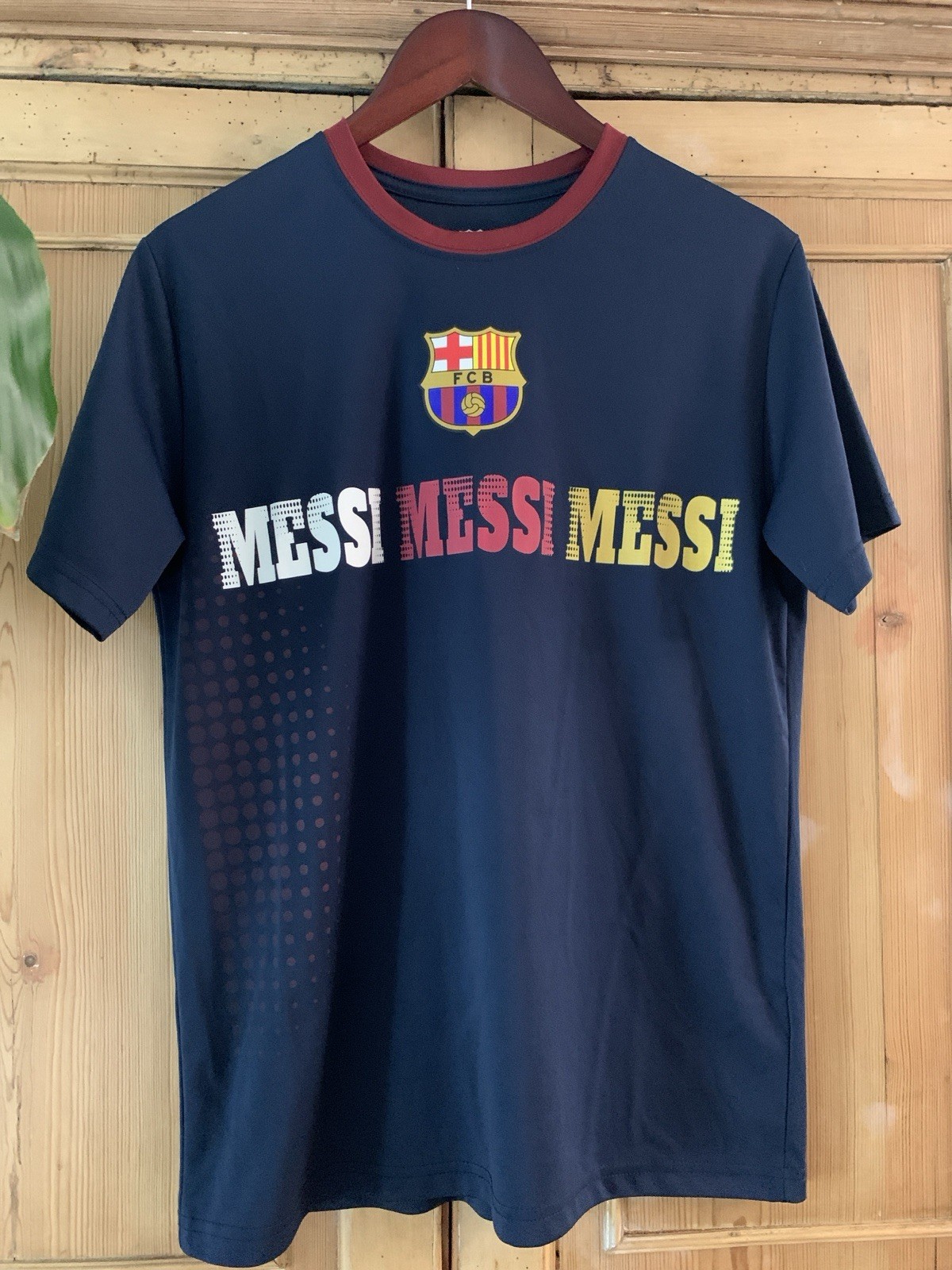 Barcelona FC Soccer Messi Shirt | Blue Short Sleeve | Official | Men’s M