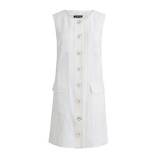 J.Crew Linen Button Front White Shift Dress Size S