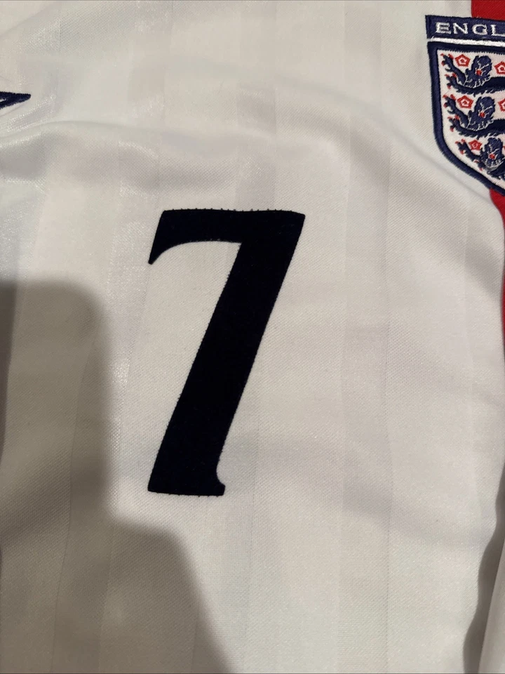 England Umbro 2001/2002/2003 Home Long Sleeve L/S Shirt Jersey Beckham Size XL - Image 3 of 4