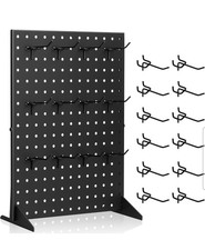 Pegboard Display Stand With 12 Peg Hooks Black Metal 17" x 13" - Retails & Fairs