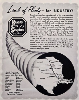 1948 Kansas City Southern Lines Print Ad - Check Your Raw Material Requirement