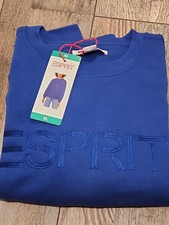 Esprit Women's Logo Fleece Crewneck Blue Viral 80's Vintage NWT Blue XL Costco
