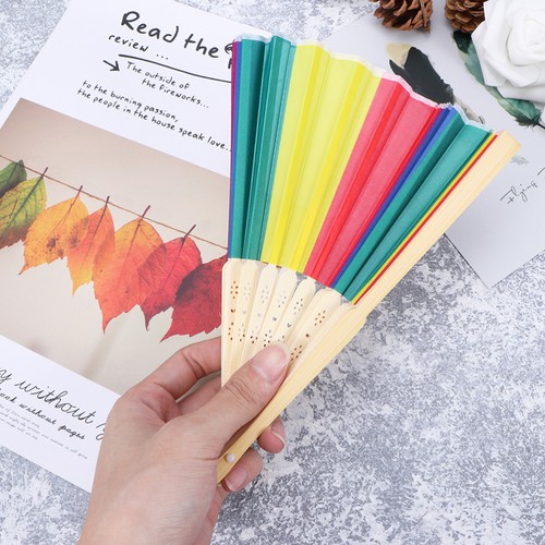 3 Pcs Rainbow Folding Fan Handheld Fans for Wedding Foldable Pride Beautiful - Picture 9 of 12