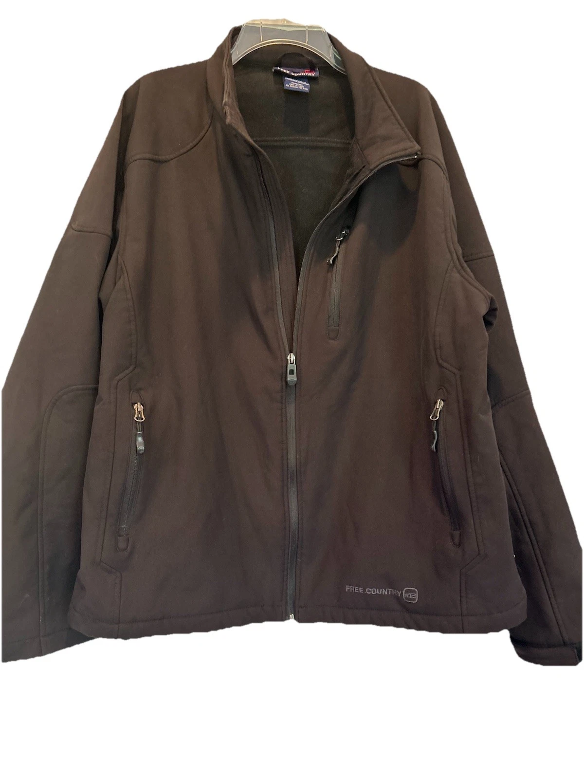 Free Country Men's Black Stretch Wind & Water Resistant Softshell Jacket, SZ XL