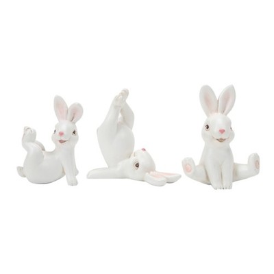 Pack Of 3 Handmade Easter Bunnies Figurines For Spring Home Decoration Cartoon