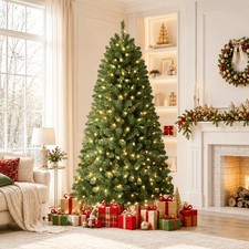 4.5/5.5/6.5/7/7.5FT Prelit Christmas Tree with Warm White Lights Lush Branches