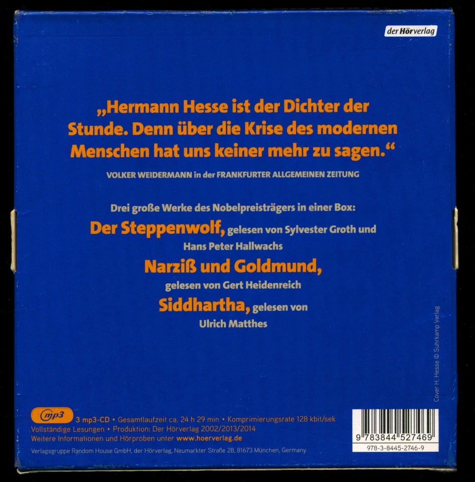 Hermann HESSE★DIE GROßEN ROMANE★3-MP3-Box★Hörbücher★Steppenwolf•Siddhartha•Narz★ - Bild 3 von 4