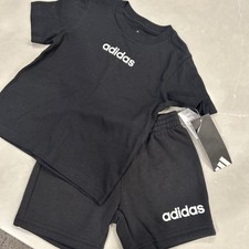 Adidas Boys Shorts T-Shirt Set 2-Piece Size 2T Black White Logo NWT