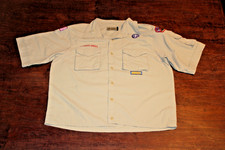 Boy Scouts of America BSA Men's Shirt Tan Medium 100 Supplex Nylon Sewn Patche
