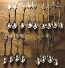 Lot of 17 Vintage Random Silver plated Sovenir Spoons