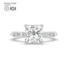 Princess Diamond Engagement Ring 18k White Gold Labgrown 4 Ct Solitaire
