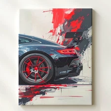 Porsche 911 Gt3 Rs Close Up Canvas Painterly Sports Car Art Wall Art