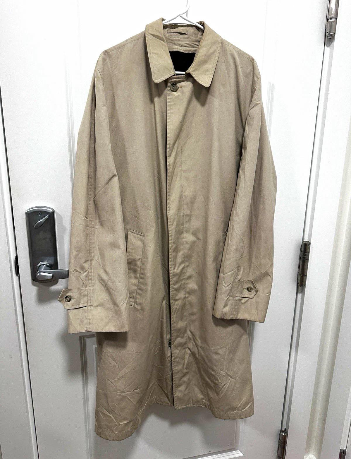 Vintage Jos A Bank Mens 42L Tan Trench Coat Raincoat w/ Pure Alpaca Zip-In Liner image 1