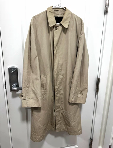 Vintage Jos A Bank Mens 42L Tan Trench Coat Raincoat w/ Pure Alpaca Zip-In Liner - product listing photo