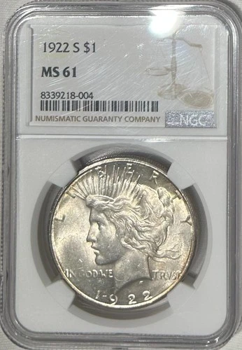 1922 S Peace Silver Dollar NGC MS 61