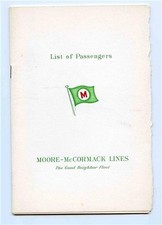 Moore McCormack SS Brasil Passenger List 1964 New York Bermuda 