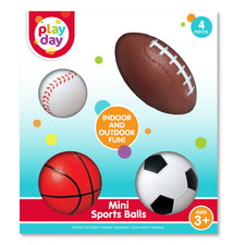 MINI SPORTS BALLS- SET OF 4 - PERFECT FOR INDOOR/OUTDOOR FUN AGES 3 AND UP 