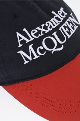 ALEXANDER MCQUEEN Baseball Cap Hat Large Navy Red Panel Stacked