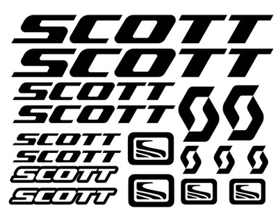 SCOTT Premium Aufkleber Set Schwarz   MTB Fahrrad Sticker Decals Schriftzug