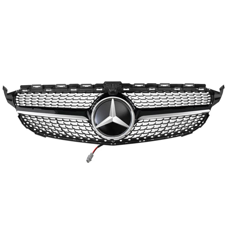 Grille Grill W/Emblem 2015-2018 for Mercedes Benz W205 C200 C250 C300 C43 Black - Image 3 of 4