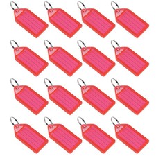 Plastic Key Tags with Split Ring Keychain ID Label Window 55x28mm, Red 16Pcs