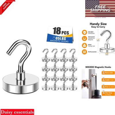 Magnetic Hooks Heavy Duty Neodymium Magnets 18 Pack 85lb for Fridge, Kitchen,...