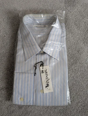 VTG Aquascutum WINDSOR Dress Shirt 17.5 XL NWT Cotton Deadstock Made in England - Image 1 of 4